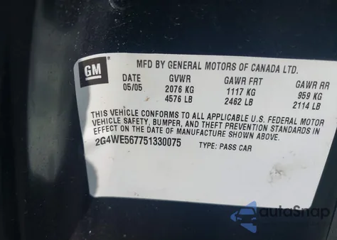 2005 Buick Lacrosse Cxs z USA, uszkodzony, nr VIN 2G4WE567751330075